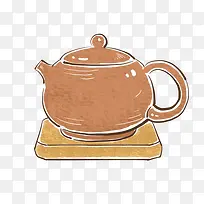手绘中国风复古茶壶