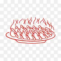 红色手绘热饺子
