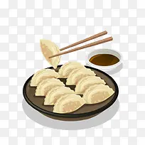 夹着饺子的筷子