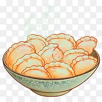 手绘一碗饺子png