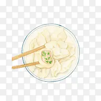 韭菜饺子手绘画素材图片