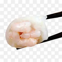 筷子夹起的虾饺素材
