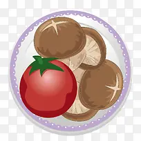 卡通香菇番茄设计素材