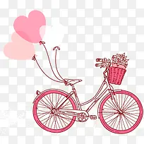 手绘粉色自行车免抠素材