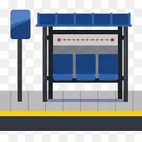 蓝色座椅公交站台