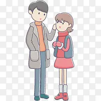 插画风呆萌的情侣