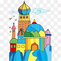 儿童彩绘城堡简笔画图案