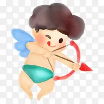 手绘射箭的可爱天使