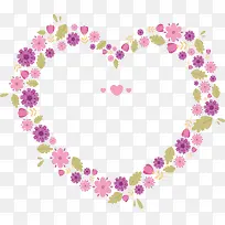 粉红花朵爱心边框