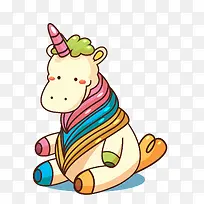 矢量手绘彩色小马