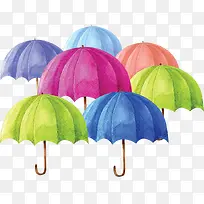 水彩手绘彩色雨伞