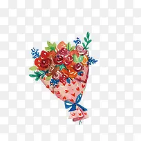 水彩卡通花束装饰图案