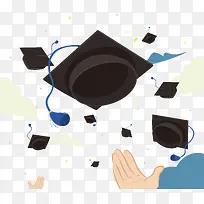空中飞舞的学位帽子