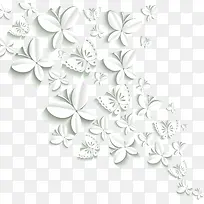 白色立体蝴蝶漂浮素材