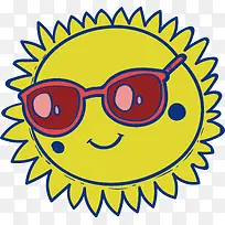 清凉夏日小元素卡通太阳矢量素材