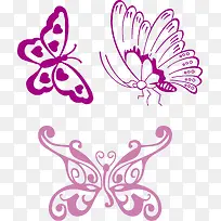 紫色剪纸蝴蝶线条图