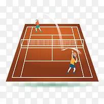 卡通手绘网球比赛插画