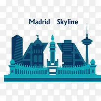 西班牙首都马德里建筑剪影矢量素