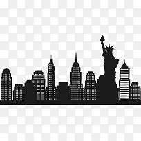 黑色纽约景点建筑矢量素材