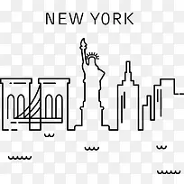 纽约建筑剪影矢量素材