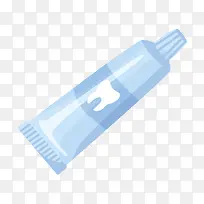 蓝色反光带牙齿图案的牙膏管卡通