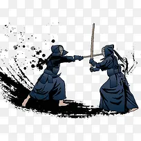 击剑勇士对战矢量素材