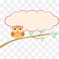 春季猫头鹰树枝标签