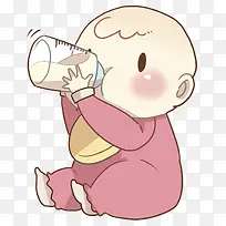 卡通插画胖嘟嘟婴儿在喝奶