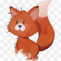 手绘可爱红色狐狸