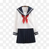 白蓝色日本制服红色领结学生装