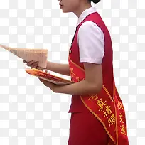 2017红裙发传单的礼仪小姐