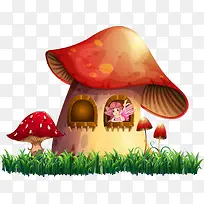 矢量手绘蘑菇房子