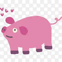 矢量图一头粉红色的小猪