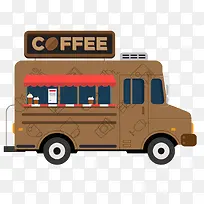 咖啡车矢量卡通风景咖啡快餐车插