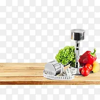 一张桌子上的青椒蔬菜的素材图