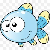 海洋生物卡通蓝色小鱼