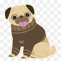 矢量卡通巴哥犬
