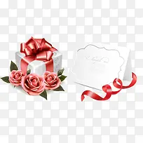 精美玫瑰礼盒与卡片矢量素材
