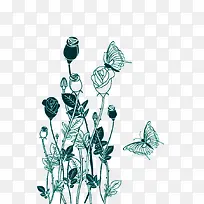 玫瑰花和蝴蝶