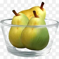 玻璃碗里的三个梨