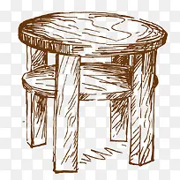 素描小木桌