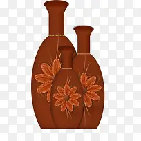 褐色手绘花瓶装饰