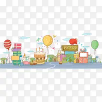 插画蛋糕店海报素材
