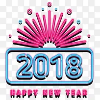 矢量手绘霓虹灯字体2018年
