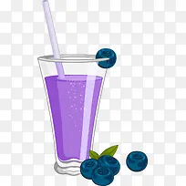 紫色卡通立体蓝莓汁