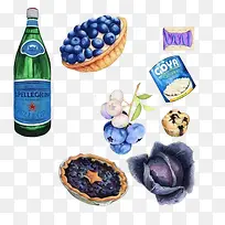 蓝莓大餐手绘画素材图片