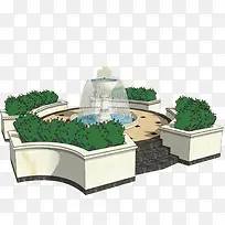 园林景观喷泉设计图透明png
