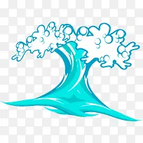 世界海洋日海浪手绘卡通