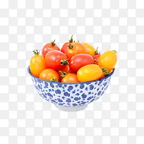 实物新鲜黄红色碗里的樱桃番茄
