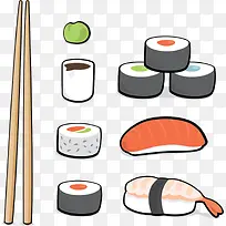 矢量手绘日式寿司